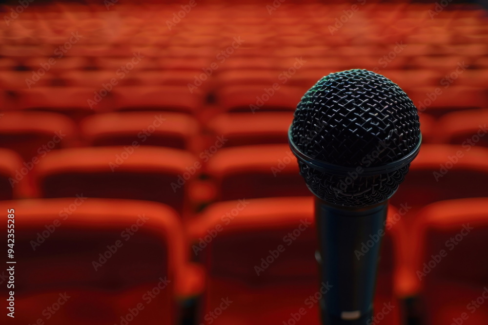 Wall mural microphone on stage, speaker, conference