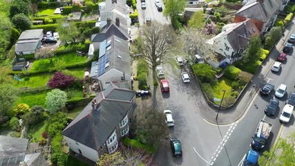 Aerial View of Crosspool Residential District of Rotherham City of England United Kingdom. April 30th, 2024