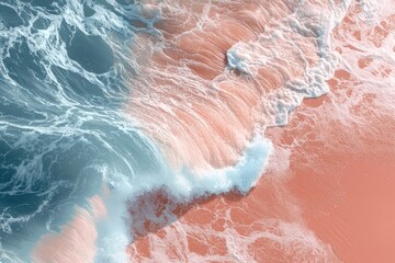 Fototapeta premium A sea waves and beach trending color of year 2024 Peach Fuzz , ai