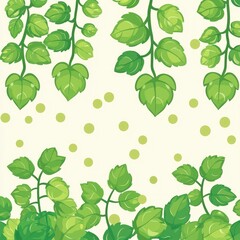 Obraz premium Green Leaf Pattern with White Background and Green Dots