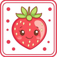 Obraz premium Cute Cartoon Strawberry with Big Eyes and Smile