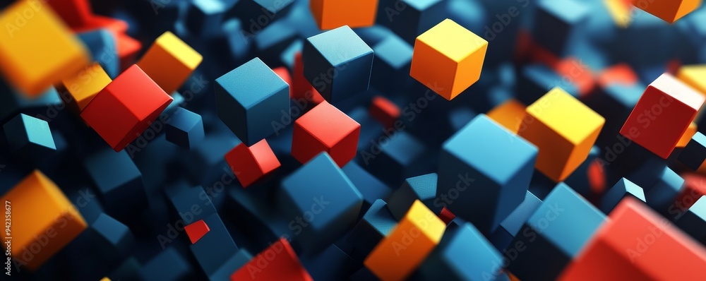 Poster abstract background with colorful cubes.
