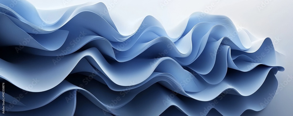 Poster abstract blue waves, flowing and swirling in a mesmerizing pattern.