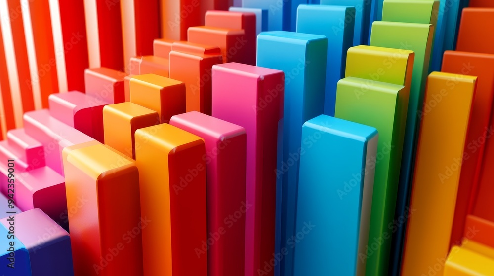 Fototapete abstract colorful blocks stacked in a diagonal pattern, creating a vibrant and dynamic composition.