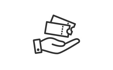 クーポン・チケットを持つ手のイラスト(モノクロ)