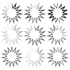 Obraz premium Starburst shape icon. Spiked vector star. Bold abstract element. Black and white pattern.