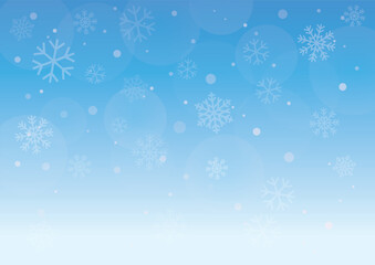 Abstract christmas blue background with snowflakes. Winter background. Snow fall. Vector illustration. 