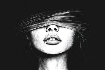 Artistic Portrait of a Woman with Hair Masking Eyes