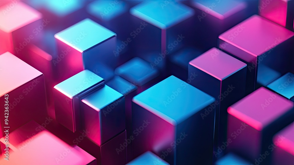 Poster abstract background with isometric 3d cubes, symbolizing futuristic business technology and innovati