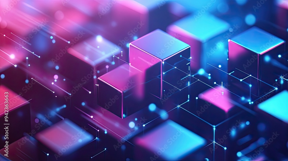 Poster abstract background with isometric 3d cubes, symbolizing futuristic business technology and innovati
