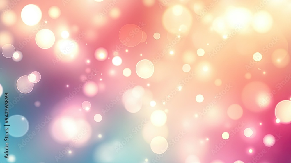 Poster abstract vector illustration of pastel tones with smooth bokeh lights, creating a soft and elegant b