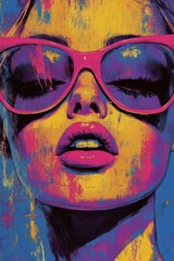 Vibrant Pop Art Portrait with Sunglasses