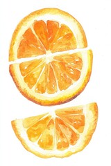 Vibrant Watercolor Orange Slices on White Background