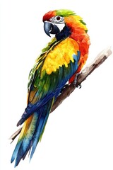 Vibrant Watercolor Parrot on a Branch