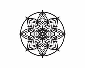 Fototapeta premium black and white flowers. mandala with floral ornament vector icon logo design