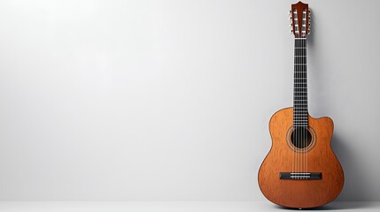 Obraz premium Acoustic Guitar on White Wall.
