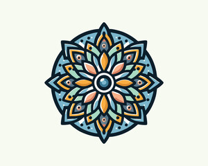 Colorful mandala ornament vector icon logo design