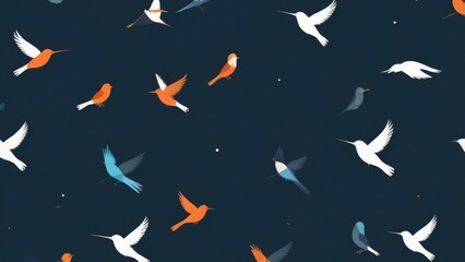 seamless pattern with flying birds