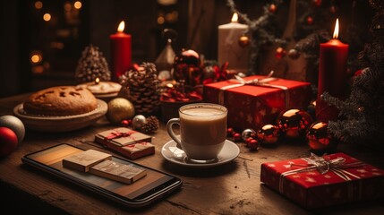 Young woman ordering gift during Christmas holiday at home using smartphone and credit card. Shopping online during holidays, internet banking, store online.