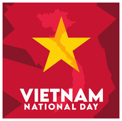 Happy Vietnam National Day with yellow stars