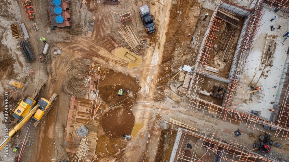 Poster strategies for optimizing construction site logistics and workflow management.