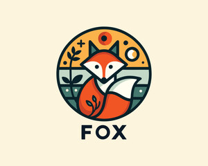 Fox head logo design icon symbol vector template