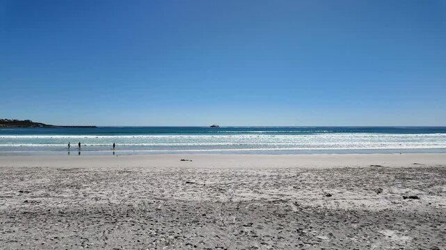 Yzerfontein Western Cape South Africa. 27.03.2024. Video. Yzerfontein rocky foreshore with tide coming in over the bay and 16 mile beach. West coast South Africa.