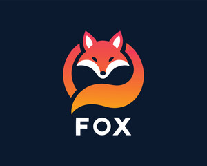 Fox head logo design template