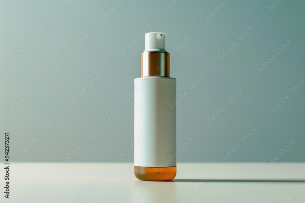 Poster a bottle of lotion sits on a table with a calm and peaceful atmosphere