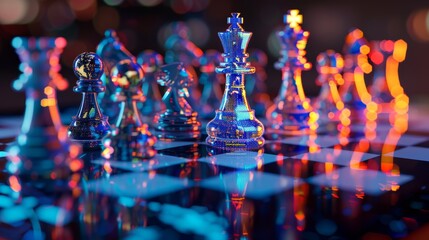 Chess pieces reflecting the world map generative ai