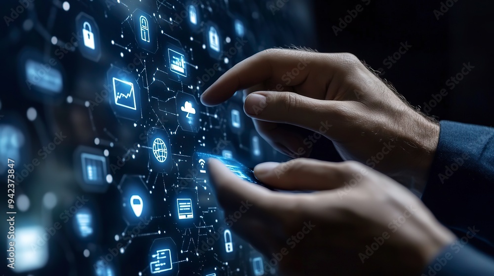 Poster digital transformation change management, internet of things. new technology bigdata and business pr