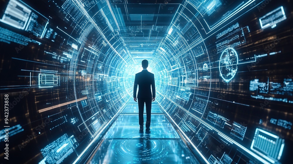 Aufkleber digital transformation change management, internet of things. new technology bigdata and business pr
