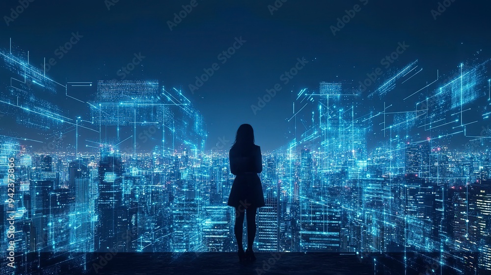 Aufkleber digital transformation change management, internet of things. new technology bigdata and business pr