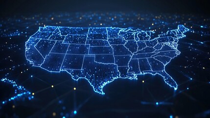 America�s global network and connectivity are symbolized in an abstract digital map.
