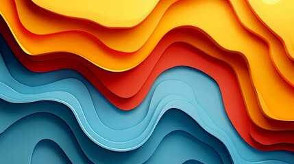 Abstract Wavy Pattern with Blue, Red, and Yellow Tones
