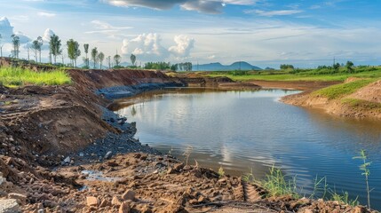 Fototapeta premium Techniques for managing water resources and erosion control at construction sites.