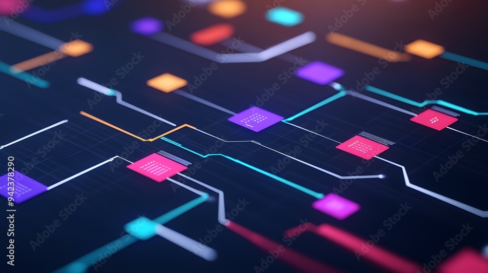 Aufkleber abstract technology background with colorful circuit board