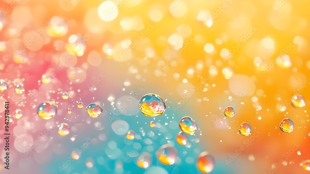 Poster Abstract Water Droplets with Colorful Bokeh Background