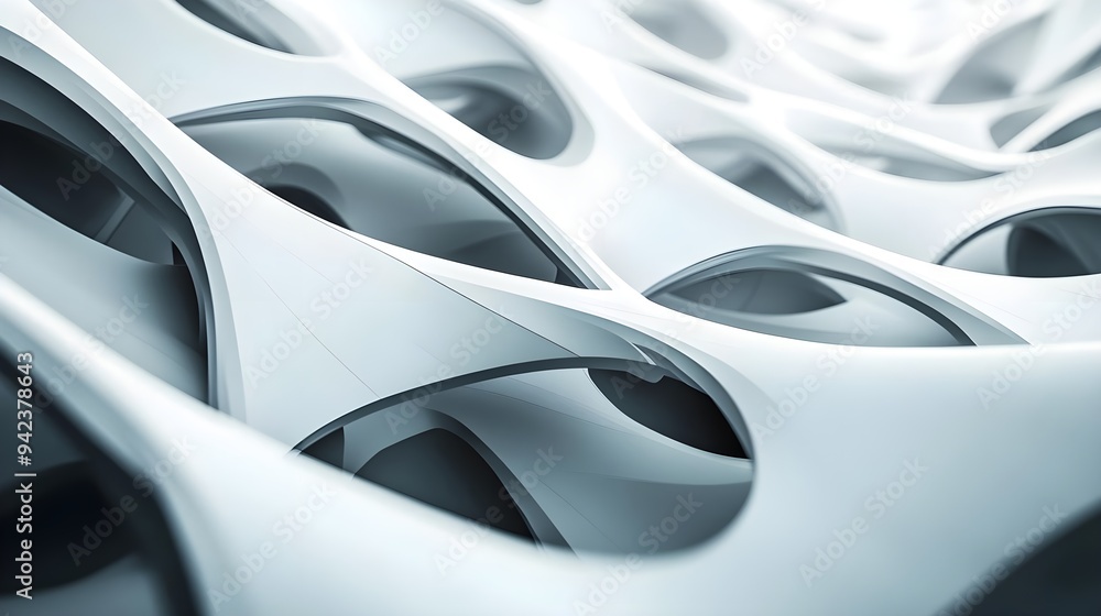 Poster abstract white geometric structure, modern architecture, 3d rendering