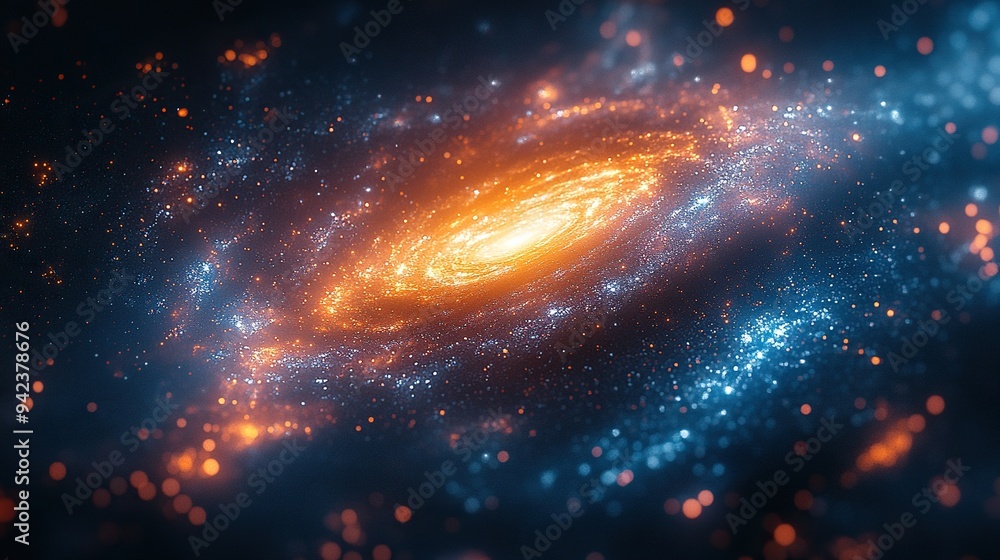 Wall mural a cosmic and radiant effect is created by an abstract ring of light within a colorful galaxy.