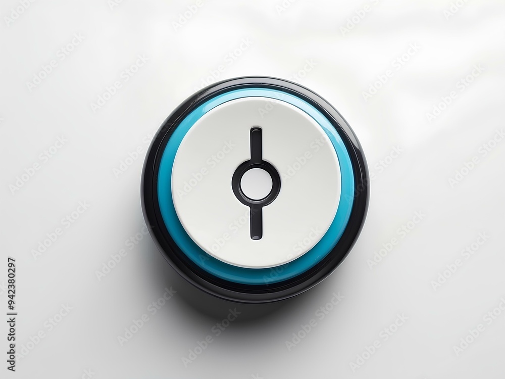 Poster minimalistic power button with a sleek modern design featuring black and blue colors representing en