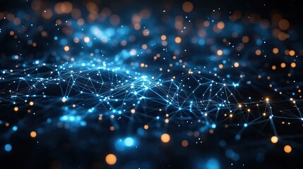 Fototapeta premium Cyber cells and quantum networks populate this interconnected tech abstract.