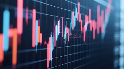 Stock Market Chart, Finance Data, Blue Red Candles