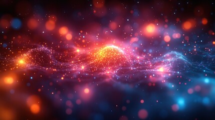 Obraz premium Artificial neural connections enhance the quantum network in this tech abstract.