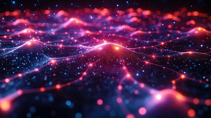 Obraz premium A cyber network grid with artificial neurons marks this technology abstract.