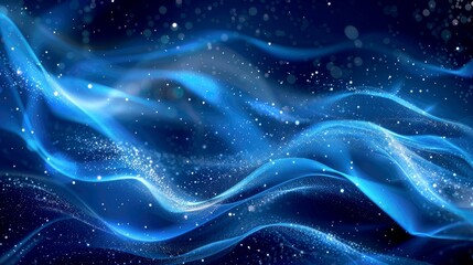 Abstract Blue Swirling Light with Glitter and Bokeh