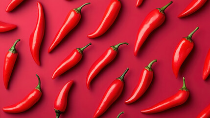 vibrant red chili peppers pattern on a matching background