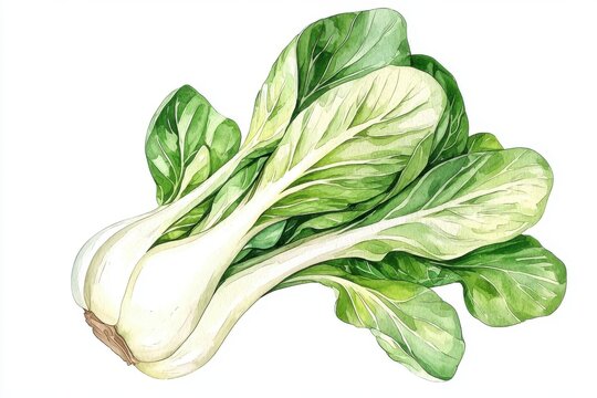 Fresh bok choy with vibrant green leaves and crisp stalks, perfect for healthy cuisine or culinary illustrations.