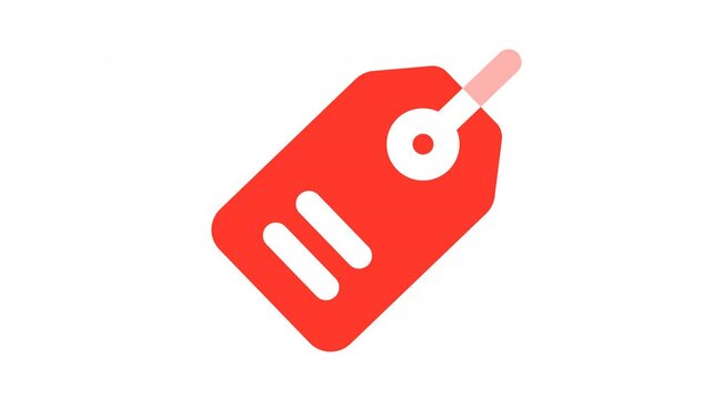 Red price tag with a hole and two white lines suitable for retail promotions, sales, discounts, marketing, advertising, pricing concepts