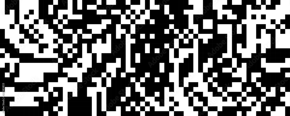 Aufkleber pixelated curved wave texture. black and white dithered bent lines background. digitalized backdrop 